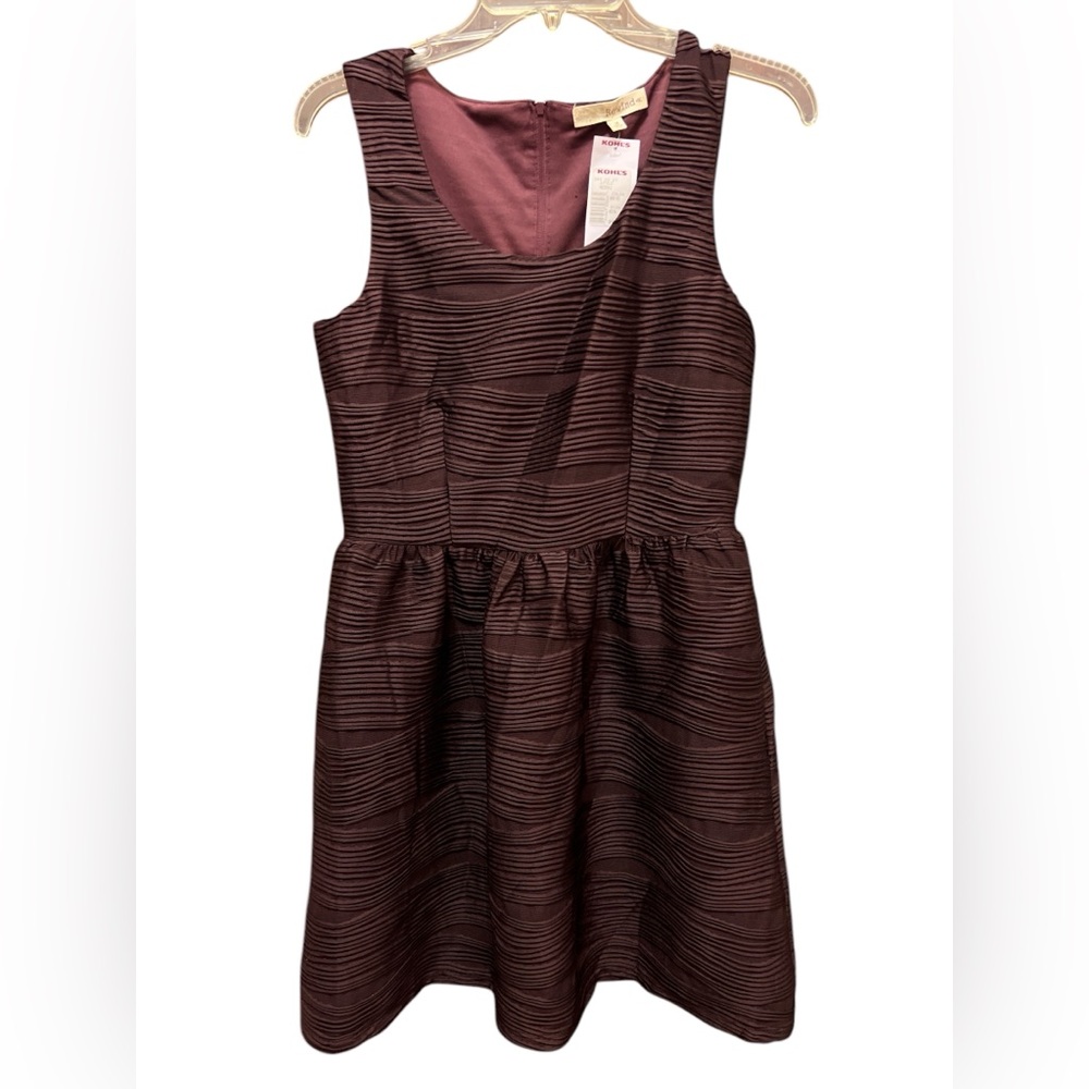Rewind Women’s Textured Sleeveless Midi Dress in Chocolate Brown Sz M